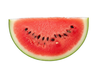 Slice of Ripe Watermelon With Black Seeds Isolated On Black Background Studio Shot