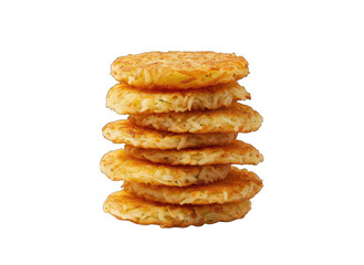 Stack of Golden Brown Potato Pancakes With Speckled Seasoning Against a Transparent Background