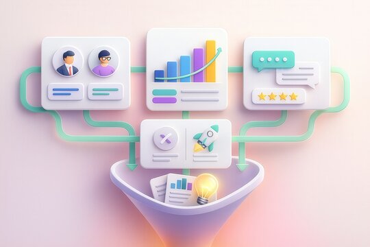 Digital transformation workflow showcasing user engagement metrics, actionable insights derived from data analysis, fostering innovation through strategic planning and creativity