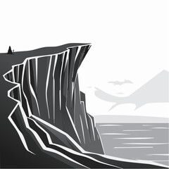 Dramatic cliffside scenery featuring rugged terrain and breathtaking coastal views illustration