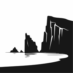 Dramatic Coastal Cliffs Silhouette: A Minimalist Seascape Depiction of Rugged Beauty