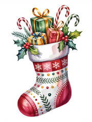 Patterned Christmas Stocking Filled With Presents