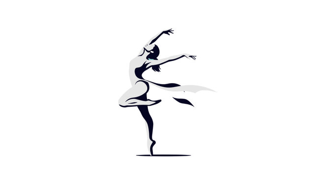 Elegant stylized ballerina dances with grace, a symbol of artistry and strength, perfect for dance studios, performances, or promoting physical fitness