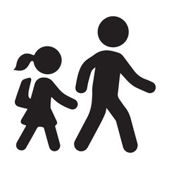 Obraz premium School Zone Icon – Child and Adult Walking Silhouette