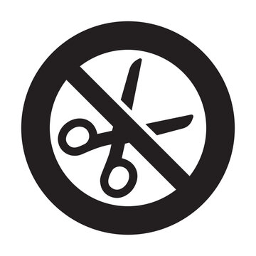 No Cutting Icon &ndash; Black & White Scissors Ban Symbol