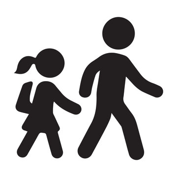 School Zone Icon &ndash; Child and Adult Walking Silhouette