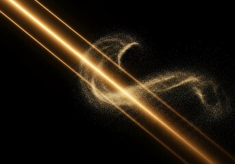 Radiant streaks intersecting shimmering dust on a dark background