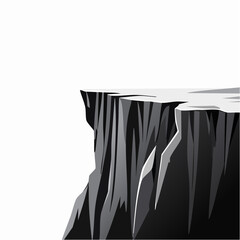 Dramatic Cliff Edge Illustration with High Contrast and White Space for Creative Use