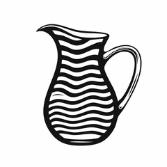 Elegant Black and White Striped Pitcher Illustration for Graphic Designs and Art Projects