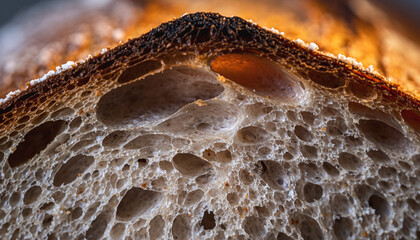Rustic Sourdough Bread Texture Macro Background With Golden Crust