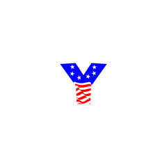 Fototapeta premium A bold American flag letter logo with stars and stripes forming a strong monogram. Designed for patriotic branding, symbolizing pride, unity, and modern national identity.