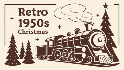 Vintage steam locomotive and railway train vector illustration design icon symbol