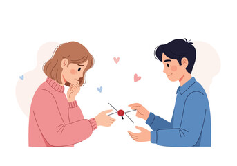 Love Communication: Illustration of Man Giving a Wax Stamped Letter to Female Partner