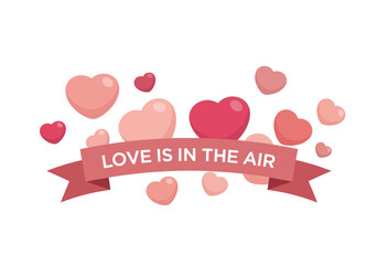 Love Graphic Design: "LOVE IS IN THE AIR" Ribbon with Red and Pink Heart Ornaments 