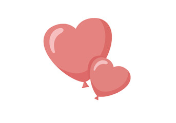 Illustration of Large and Small Pink Heart Balloons for Valentine Decoration or Card