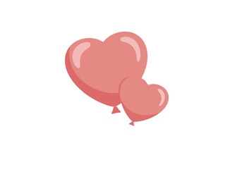 Glossy Heart-Shaped Balloons in Pale Pink Color, Valentine's Day Design Element 