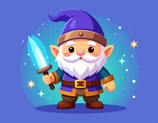 Fantasy gnome warrior holding sword