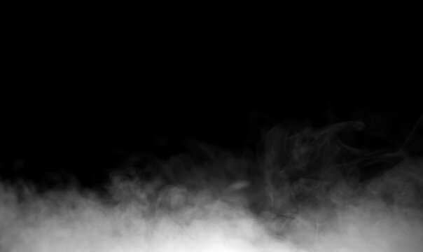Realistic white dust or smoke cloud rising from the bottom on a black background, perfect for design, editing, digital art, and atmospheric visual effects projects. - Powered by Adobe