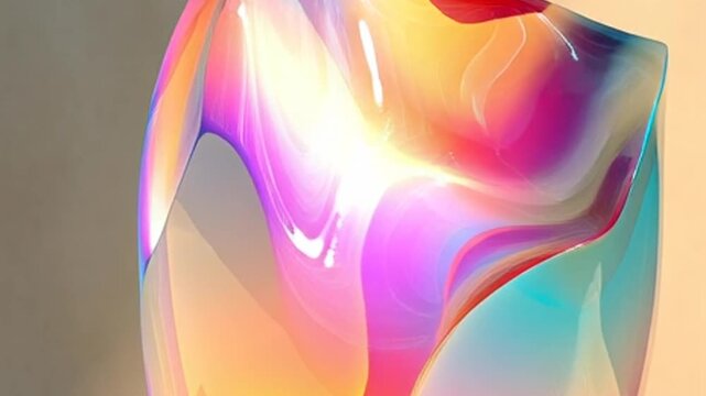 Luminous organic sculpture displaying vibrant fluidity