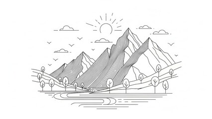 Lion head line art illustration detailed vector design of a majestic animal isolated on white background