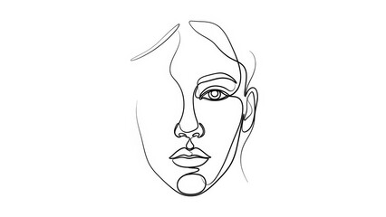 Elegant woman face in one line drawing minimalist vector illustration of female portrait isolated on white background