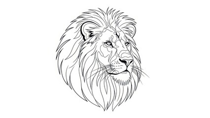 Lion head line art illustration minimalist vector design isolated on white background