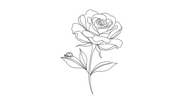 Elegant rose flower line art minimalist vector illustration perfect for wedding invitations and romantic designs - Powered by Adobe