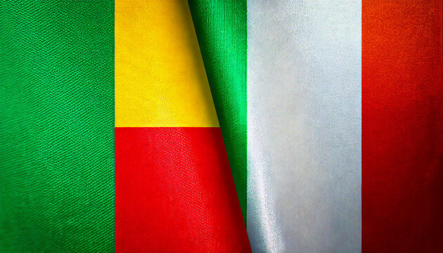イタリアの国旗とベナンの国旗(Italy flag & Benin flag.)
