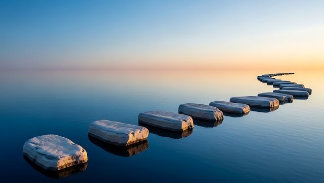 Inspiring scene of a stone walkway vanishing into the bright distance.