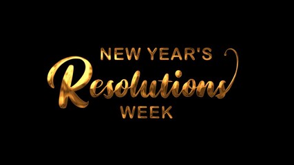 New years resolutions week text animation in gold, perfect for marketing campaigns, social media posts, and website banners.