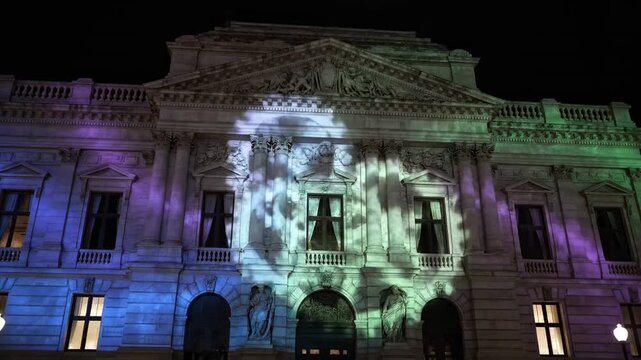Building Facade Light Show Nighttime