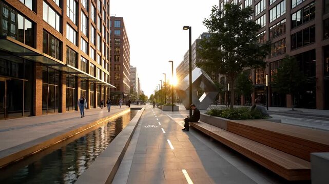Modern Urban Landscape with Canal