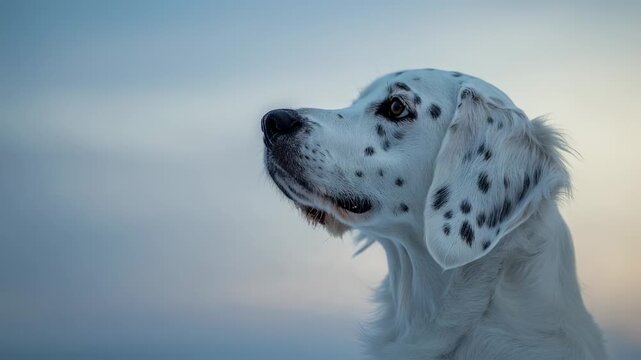 Adorable English Setter Dog in Serene Light: A Portrait of Canine Elegance and Beauty