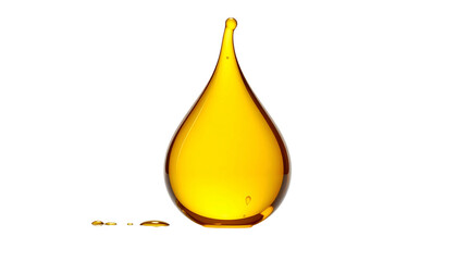 A single, glowing golden drop with a tear shape, emerging from a void