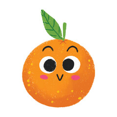 Illustration of cute orange fruit crayon symbol icon sticker cartoon expression