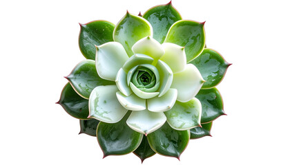 Overhead shot of a vibrant succulent with layered, fleshy leaves, black backdrop