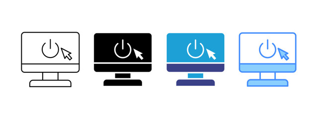 Power Button icon set multiple style collection