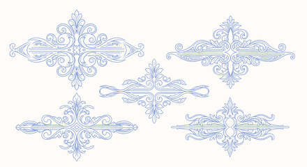 Victorian flourish scroll ornament with arabesque damask decorative vignette