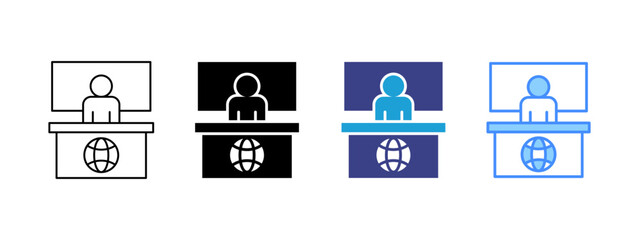 Live News icon set multiple style collection