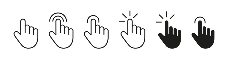 Touch screen finger hand press push, vector 10 eps.