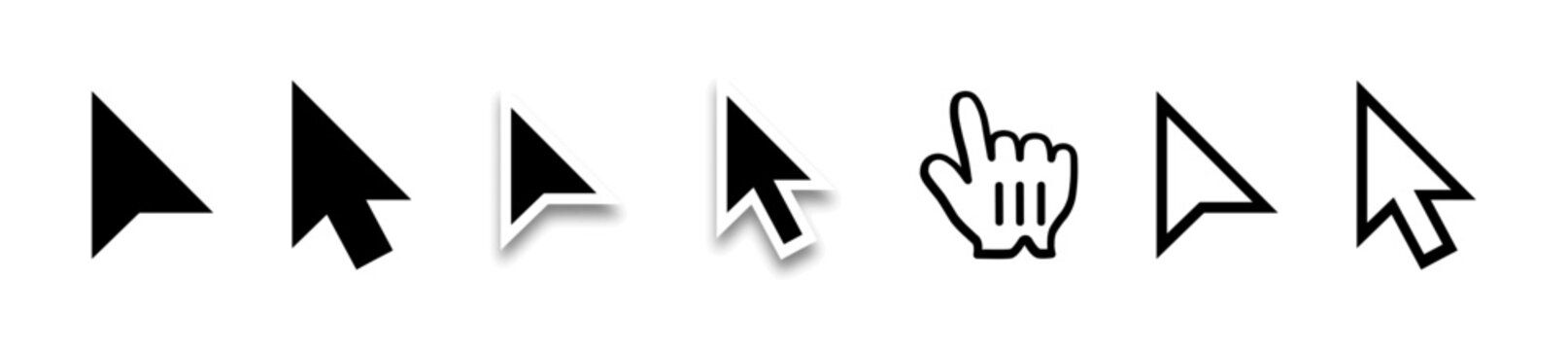Computer mouse click cursor gray arrow icons set and loading icons. Cursor icon. Mouse click cursor collection.