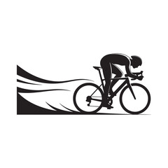 Silhouette of a cyclist in motion with speed lines