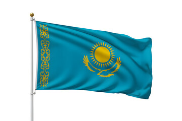 Dynamic Kazakhstan flag waves proudly on flagpole showcasing national pride and identity in vibrant detail