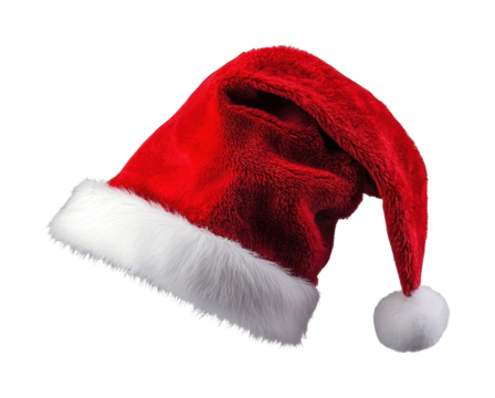 PNG Festive red Santa hat isolated.