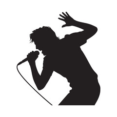 Dynamic silhouette of a singer performing on stage