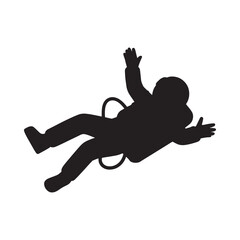 Silhouette of a person falling with arms outstretched