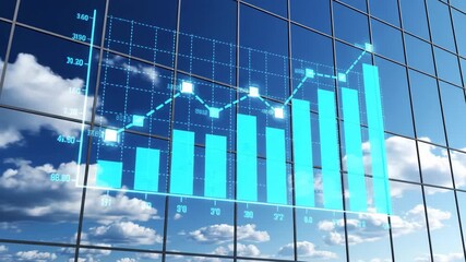 Financial Growth Chart Reflected on Modern Skyscraper - Powered by Adobe