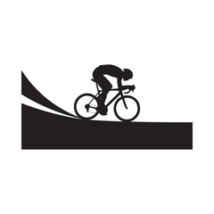 Cyclist silhouette in dynamic motion on a road