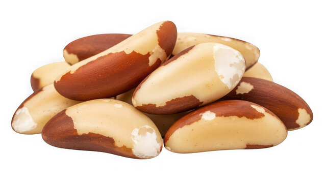 A healthy pile of natural brazil nuts, rich in selenium and essential nutrients, perfect for a nutritious snack, isolated on a transparent background