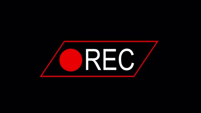 Recording sign icon, Red logo camera video recording symbol, record icon, record button. 4k video